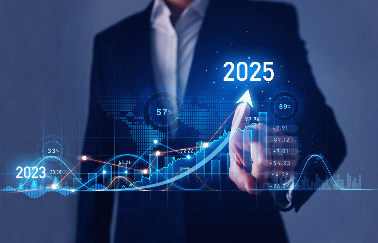 Businessman draws increase arrow graph